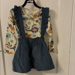 Carter's Denim Overalls with Floral Shirt